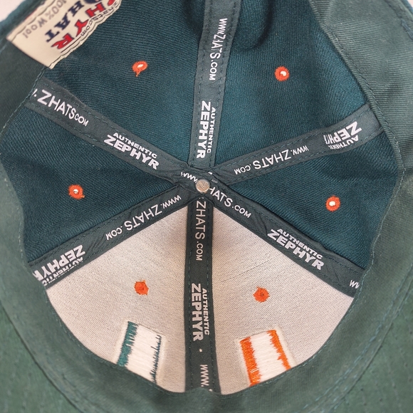Miami Hurricanes Zephyr Green/Orange Hat , Size 7 - Picture 7 of 8